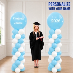 Grad Light Blue 2026 PERSONALIZED Airfill Double Balloon Column
